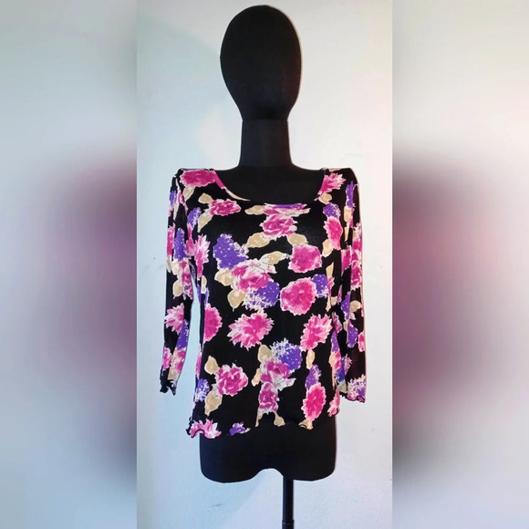 🍒 Studio by Liz Claiborne Floral Long Sleeve Blouse - Picture 1 of 7
